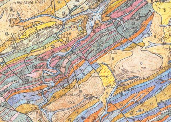 Bubovice - geologická mapa 1:50 000