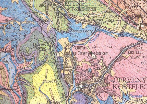 Červený Kostelec - geologická mapa