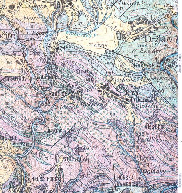 geologická mapa okolí Jílového
