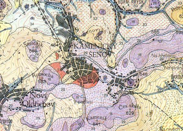 Kamenický Šenov - geologická mapa 1:50 000