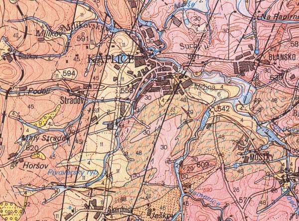 Kaplice - geologická mapa list Trhové Sviny