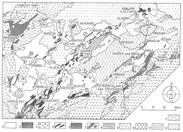 Koterov - schematická mapa Barrandienu
