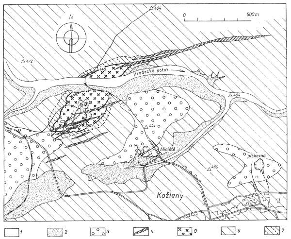 Kožlany - geologická mapa okolí lomu