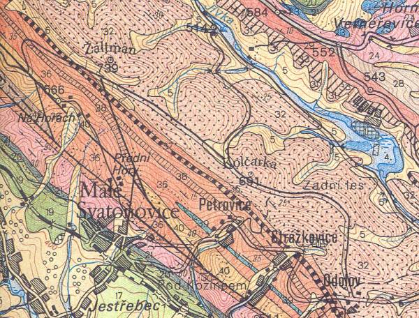 geologická mapa okolí Malých Svatoňovic
