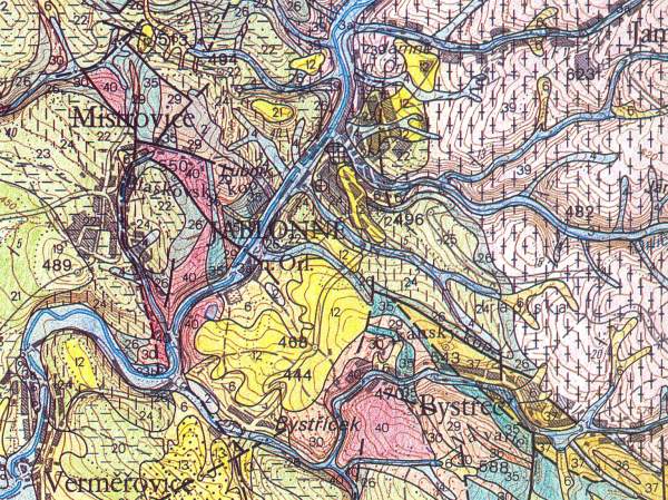 Mistrovice - geologická mapa 1:50 000