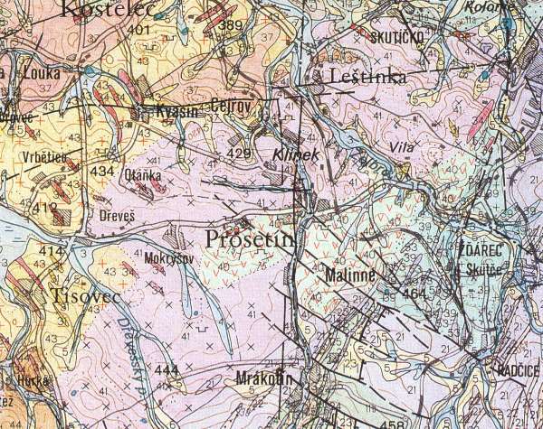 Prosetín - geologická mapa 1:50 000