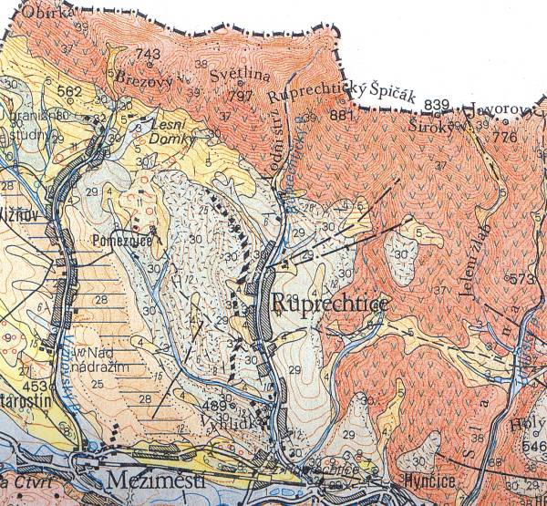 geologická mapa okolí Ruprechtic