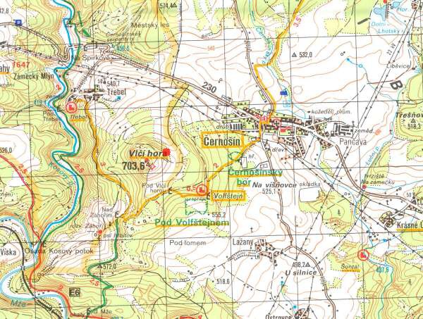 Vl hora - turistick mapa s vyznaenou lokalitou
