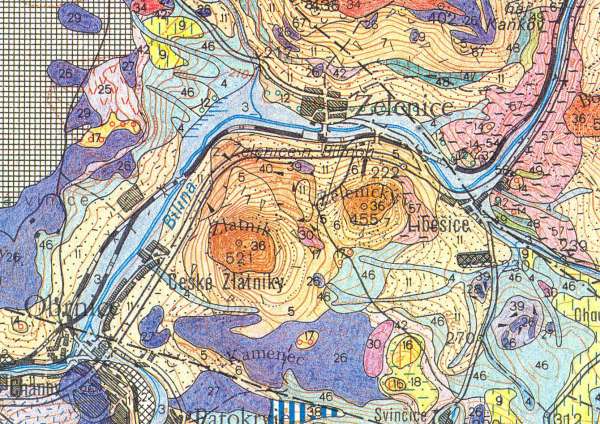 Želenice - geologická mapa list Bílina