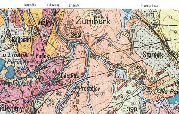 Žumberk - geologická mapa list Hlinsko