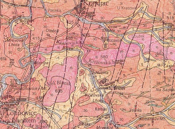 Křižov- geologická mapa 1:50 000