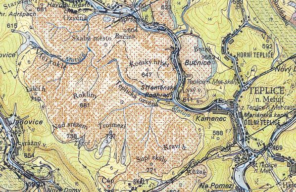 Teplické skály: geologická mapa 1:50 000