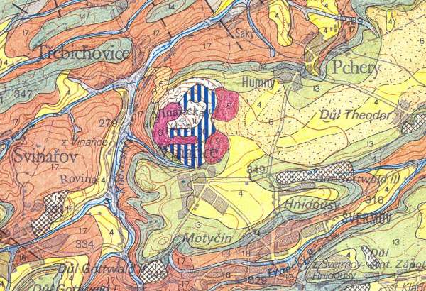 Vinařice - geologická mapa, list Kladno